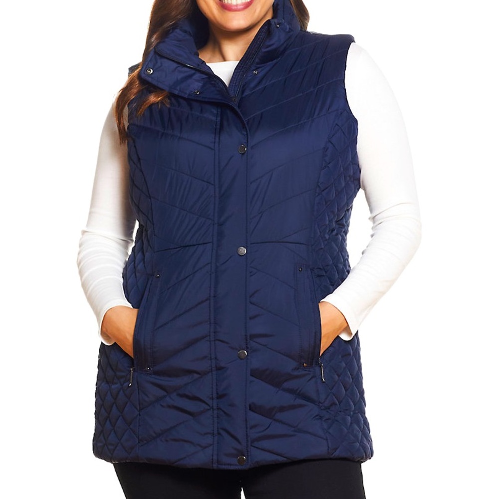 NWT Weatherproof Plus Size 2x Navy quilted long puffer vest